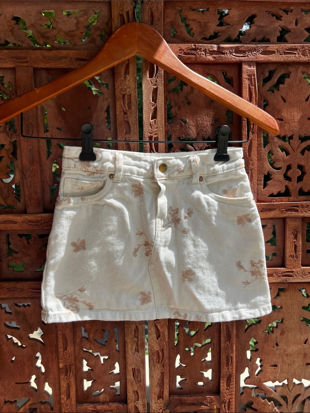 Mayoral Cream Mini Skirt with Light Brown Floral Print